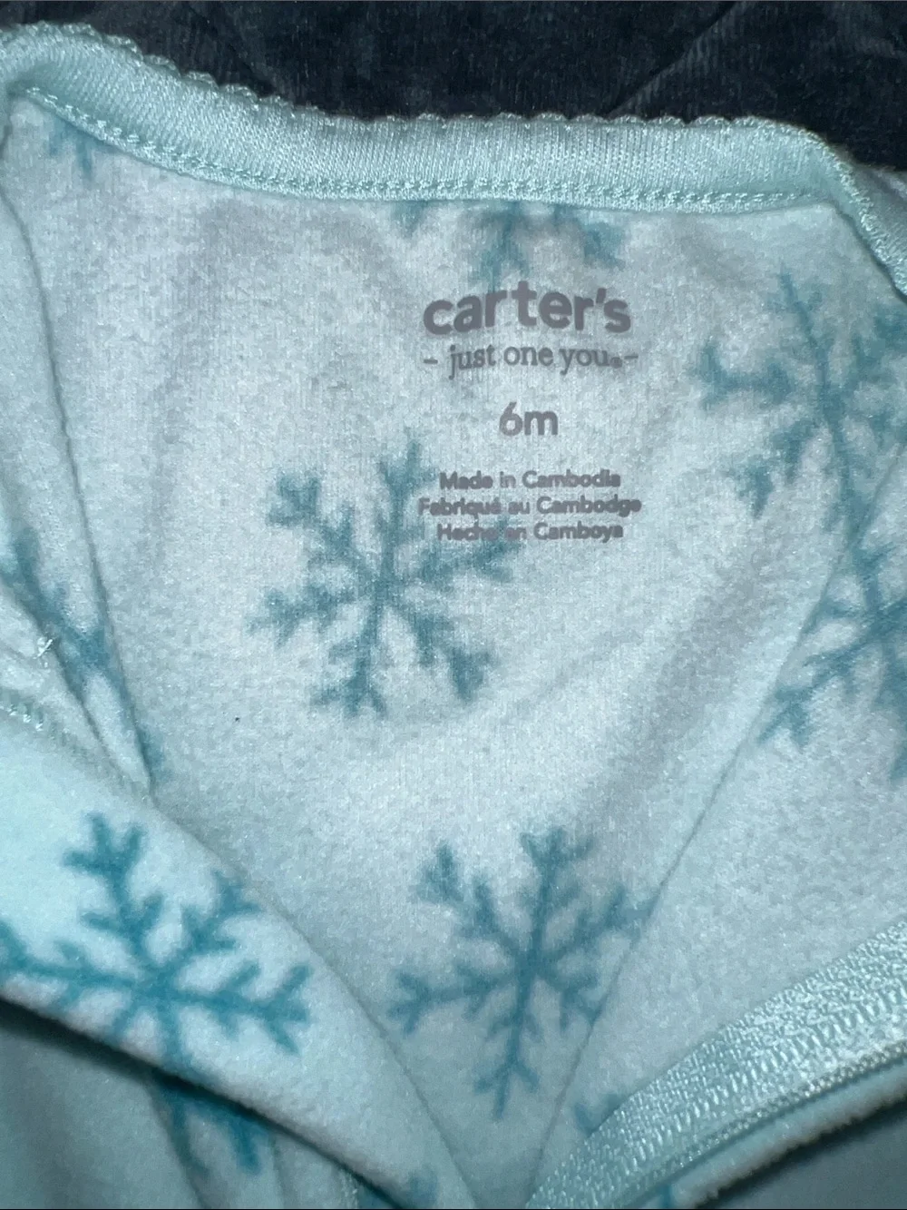 Carter's Light Blue Snowflake Fleece Footed One-Piece
